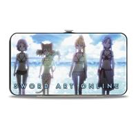 Buckle-Down Sword Art Online Wallet, Hinged, Sword Art Online Four Girls Game and Beach Scenes, Pelle Vegana