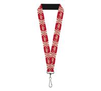 Buckle-Down The Coca-Cola Company Lanyard, Vintage Coke Bottle Caps White Red, E