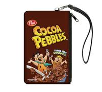 Buckle-Down The Flintstones - Portafogli con cerniera, in tela, colore: Marrone, Marrone, Large