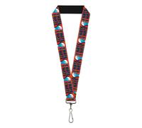 Buckle-Down The Smurfs Lanyard, Grumpy Smurf I Hate I Hate Arms Crossed Pose Red