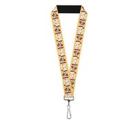 Buckle-Down The Smurfs Lanyard, Papa Smurf Running Pose and Text Beige Multi Col