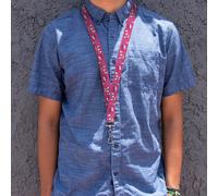 Buckle-Down The Smurfs Lanyard, The Smurfs Like A Mushroom Pose Pink, Elastic