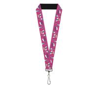 Buckle-Down The Smurfs Lanyard, The Smurfs Like A Mushroom Pose Pink, Elastic