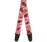 Buckle-Down Tracolla Chitarra Fried Chicken Waffles Plaid Rosa 5,1 cm di larghezza