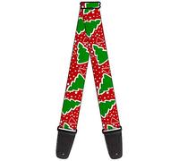 buckle-down tracolla per chitarra - alberi di Natale/Stars rosso/bianco/verde - 5,1 cm - Larghezza 29 - 137,2 cm lunghezza