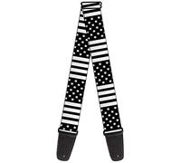 buckle-down tracolla per chitarra, American Flag CLOSE UP Black/White