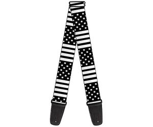buckle-down tracolla per chitarra, American Flag CLOSE UP Black/White