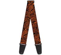 Buckle-Down Tracolla per chitarra bandana, teschi, nero, arancione, larghezza 5,1 cm (GS-W32816)