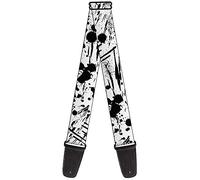 Buckle-Down Tracolla per chitarra, colore bianco/nero, larghezza 5,1 cm, lunghezza 73,7-137,2 cm