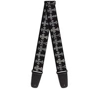 Buckle-Down Tracolla per chitarra elegante con croci nero grigio largo 5,1 cm (GS-W30534)