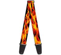 Buckle-Down Tracolla per chitarra Flames Vivid nero arancione 5,1 cm di larghezza (GS-W30671)