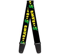 Buckle Down Tracolla per chitarra Rrrawr Dinosaur Nero/Verde/Giallo