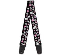 buckle-down tracolla per chitarra, Skulls & Stars Black/White/Pink