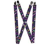 Buckle-Down Unisex's Suspenders-The Joker Elements Collage Purple/Verde/Giallo, multicolore, Taglia unica