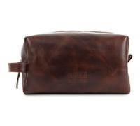 Buckle & Seam Crazy Horse Everest Borsa da toilette marrone scuro, pelle, 22 x 13 x 10cm