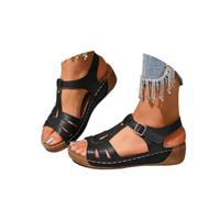 Buckle Up Sandals Women Wedge Fish Mouth Sandals Comfortable-Open Toe Platform Sandal Casual Slip on Outdoor Shoes (Black, Adulto, 40, Numero, Sistema Taglie Calzature EU, Media)