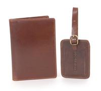 Bucklestone - Porta Passaporto e Etichetta per Valigie Uomo in Pelle - Set Regalo Viaggio - Copri Passaporto e Targhetta Bagaglio - Marrone