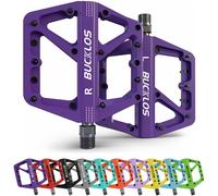 BUCKLOS Pedali DU Cuscinetto Pedale per bicicletta Piattaforma Pedale per mountain bike da strada in nylon ultraleggero Pedali piatti MTB antiscivolo Parte di bicicletta Yellow