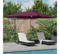 Bucmath Ombrellone Bordeaux 351 x 250 x 253 cm con design pieghevole, resistente ai raggi UV, antivento, con strisce luminose a LED ad energia solare, inclinabile, girevole