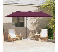 Bucmath Ombrellone da giardino rosso bordeaux, 372 x 198 x 243 cm, resistente ai raggi UV, con manovella, inclinabile, pieghevole, antivento, per balcone, giardino, terrazza, in alluminio resistente