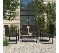 Bucmath Panchina da giardino con cuscino nero, 106 cm, robusto telaio in acciaio, resistente alle intemperie, per terrazze, balcone, veranda, comoda esperienza di seduta all'aperto