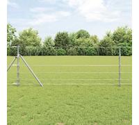 Bucmath Recinzione da campo in acciaio zincato argentato, 25 x 0,8 m, per esterni, giardino, terrazza, protezione dagli sguardi indiscreti, rete di sicurezza durevole, elemento di recinzione