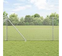 Bucmath Recinzione metallica zincata con punte 10 x 1,4 m, griglia metallica resistente alle intemperie con motivo a rete, recinzione di sicurezza per giardino e terreno, facile da montare, elementi
