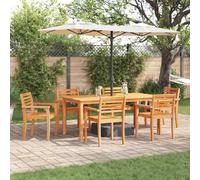 Bucmath Set da pranzo da giardino, 7 pezzi, in legno massello di acacia, robusto set di mobili da terrazza per 6 persone, superficie oliata, set di tovagliette durevoli per esterni