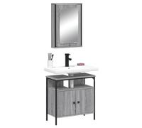 Bucmath Set di mobili da bagno Sonoma grigio in legno, 42 x 12 x 60 cm, armadietto a specchio e 60 x 30 x 60 cm, resistente all'umidità per bagno