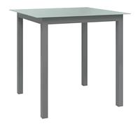 Bucmath Tavolo da giardino grigio chiaro, 80 x 80 x 74 cm, in alluminio e vetro, resistente alle intemperie, regolabile in altezza, salvaspazio, estensibile, robusto, per terrazza, balcone, giardino