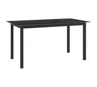 Bucmath Tavolo da giardino nero, 150 x 90 x 74 cm, in alluminio e vetro, design resistente alle intemperie, per terrazza, balcone e giardino, stabile, salvaspazio, facile da pulire, estensibile