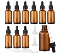 BUCOMTU 10 pezzi contagocce vetro scuro 30ml con imbuti, boccette per oli essenziali con contagocce e imbuto, flaconi da farmacia per oli essenziali, oli profumati, aromaterapia, massaggi, capelli