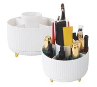 BUCOMTU 2 Pezzi Organizzatore per trucco,Porta Trucchi Rotante 360° Può essere utilizzato per profumi e cosmetici, tavolo da bagno, organizer girevole per camera da letto (bianco)