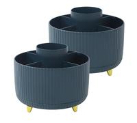 BUCOMTU 2 Pezzi Organizzatore per trucco,Porta Trucchi Rotante 360° Può essere utilizzato per profumi e cosmetici, tavolo da bagno, organizer girevole per camera da letto (blu navy)