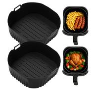 BUCOMTU 2 Pezzi Teglia in Silicone per Friggitrice, Riutilizzabil Accessori Friggitrice ad Aria in Silicone per Philips 2000 NA230 NA229 4,2L/6,2L, Cosori Turboblaze 5,5L/6L/6,2L