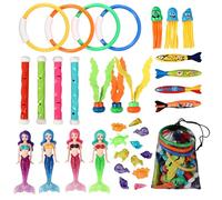 BUCOMTU 35 Pezzi Giocattoli da Immersionecon, Set di Giocattoli da Immersione Piscina,Giochi da Spiaggia, Sport Acquatici,Giocattoli per Piscina Adatti ai Bambini dai 4 ai 12 Anni