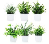 BUCOMTU 6 Pezzi Piante Artificiali, Mini Piante Artificiali,Artificiali in Plastica, Vasi da Fiori, Adatte per Arredare Uffici, Camere da Letto, Terrazze, Soggiorni e Bagni