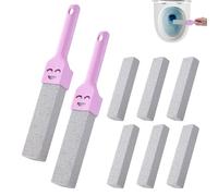 BUCOMTU 6 pezzi pomice detergente WC con 2 manici, pietra per la pulizia sostituibile, rimozione dello sporco per WC, vasca da bagno, lavabo, lavandino