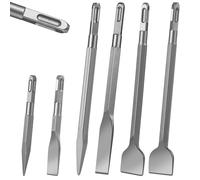 BUCOMTU 6 pezzi Scalpello SDS plus, 2 scalpelli a punta + 2 scalpelli piatti + 2 scalpelli larghi, temprati al calore e resistenti, adatti per muratura, calcestruzzo, pietra naturale