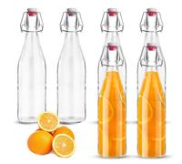 BUCOMTU Costolata in Vetro con chiusura a molla, Contenitori riutilizzabili ermetici, Vasi chiudibili per conservare succhi, oli, spezie e vari liquidi all’interno della casa (6 x 500ml)