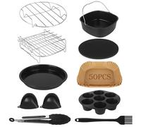 BUCOMTU Set di 11 accessori per friggitrice ad aria (senza BPA) - Compatibile con per COSORI Turbo Tower Pro Smart 10,8L Double Stack/per Philips Airfryer XXL/per Ninja MAX PRO AF180EU / 5,5L・6,4L