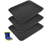 BUCOMTU Set di 3 Vaschette Porta Scarpe 35 x 27 x 3 cm, Tappetino Scolapioggia in Plastica Resistente, per Scarpe Bagnate e Sporche, Perfetto per Ingresso, Balcone, Garage Giardino
