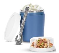 BUCOMTU Tazza per Cereali in Acciaio Inox, 500ml+220ml Contenitore Yogurt Contenitore per Yogurt e Cereali con Cucchiaio, Portatile a Prova di Perdite per Pane, Insalata Rice