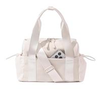 Bucosd Piccola borsa da palestra da donna, mini borsone a tracolla con scomparto bagnato, borsa da palestra per allenamento, danza, sport, viaggi, Beige, Moda