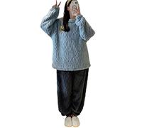 BUCROS Pigiama Donna Abbigliamento da Sonno Flanella da Donna in Pile in Pile di Pigiama Caldo Pigiama Inverno Inverno Femmina di Pigiama Set di Velluto da Notte-312074,4XL