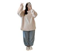 BUCROS Pigiama Donna Abbigliamento da Sonno Flanella da Donna in Pile in Pile di Pigiama Caldo Pigiama Inverno Inverno Femmina di Pigiama Set di Velluto da Notte-311064,3XL