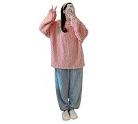 BUCROS Pigiama Donna Abbigliamento da Sonno Flanella da Donna in Pile in Pile di Pigiama Caldo Pigiama Inverno Inverno Femmina di Pigiama Set di Velluto da Notte-311084,5XL