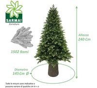 BUD Albero Di Natale WILSON CON TRONCO da 180 210 240 cm effetto realistico