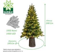 BUD Albero Di Natale WILSON LED CON TRONCO E LUCI incorporate effetto realistico