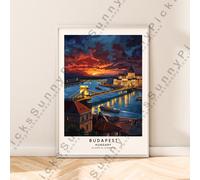 Budapest Muro Stampa Ungheria da Viaggio Poster Illustrazione Décor Regalo